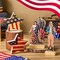 4 Pcs Veterans Day Patriotic Tiered Tray Decor Veterans wooden Tabletop Decorations Farmhouse Stars Centerpiece Wood Signs Lady Liberty Signs Standing Blocks Red White Blue(Flag)